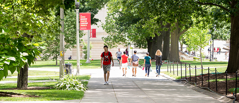 Students walking on Bascom Hill