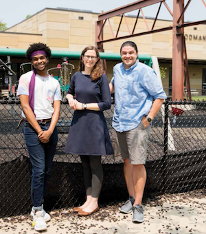 Annalee Good and JourneyBrown Henderson (left) of the Wisconsin Center for Education Research work on youth-engaged evaluation projects with Zach Watson (right) of the Goodman Community Center in Madison.