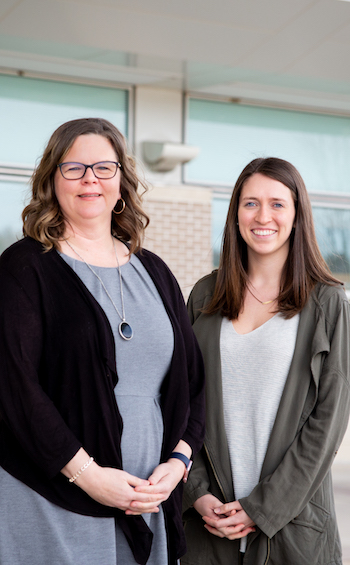 Assistant Professor Karla Ausderau (left) and Jessica Muesbeck partnered with a hospital in Boscobel, Wisconsin, to help children with autism better experience an emergency room setting.